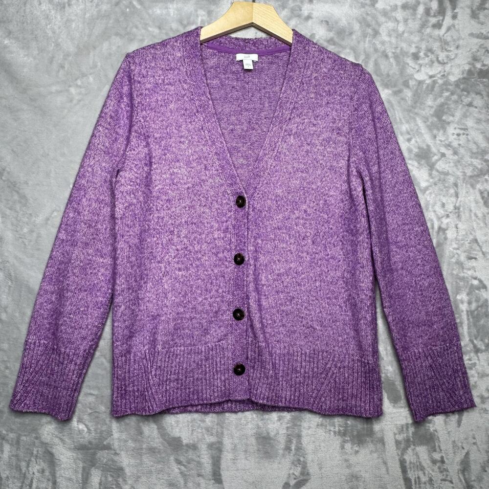 J. Jill Sweater Cardigan Womens Small Purple Cotton Acrylic V Neck Button Knit